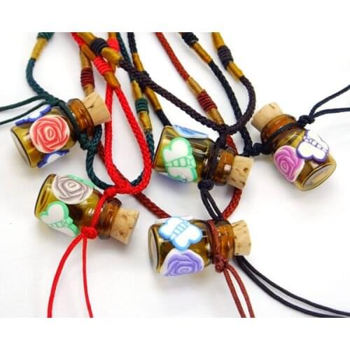 5 Pcs Mini Butterfly Flower Aromatherapy Essential Oil Glass Bottle Pendant Necklace Women Perfume Sweater Long Necklace