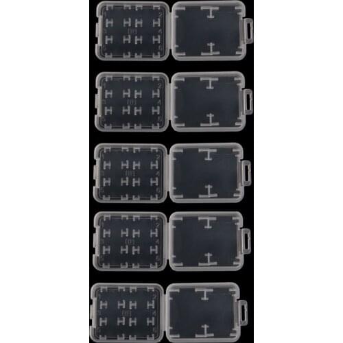 5PCS Plastic Transparent Standard SD SDHC Memory Card Case Holder Box Storage