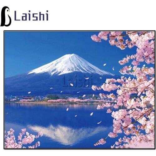 5d Home Decoration Mount Fuji Diamond Painting Mosaic Sakura Cherry Mountain Square Rhinestones Cross Stitch Diamond Embroidery