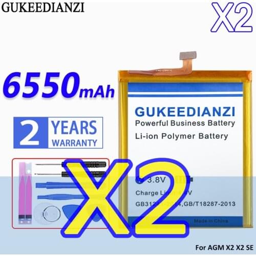 GUKEEDIANZI High Capacity Battery X2 6550mAh For AGM X2 X2 SE Bateria