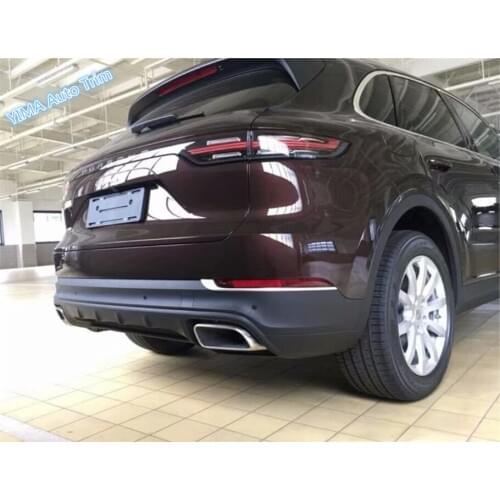 Lapetus Auto Accessory Matte Rear Behind Fog Light Lamp Eyelid Eyebrow Strip Cover Trim For Porsche Cayenne 2018 - 2021 ABS