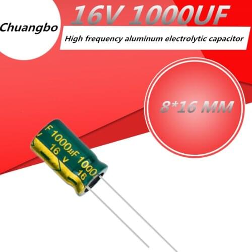 10pcs-20pcs 1000uf16V 8*16 low ESR/impedance high frequency aluminum electrolytic capacitor size 8*16 16V 1000uf 20