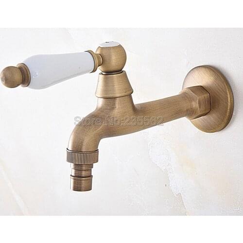 Wall Mounted Antique Brass Bathroom Washing Machine Faucet Mop Pool Tap Cold Water Outdoor Garden Faucet Lav311