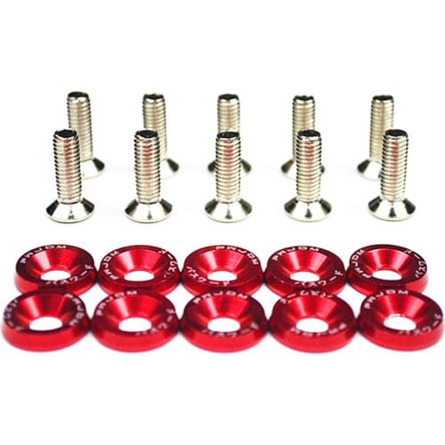 Car Modified Hex Fasteners 10PCS M6 JDM Fender Washer Bumper Engine Concave Screws Fender Washer License Plate Bolts Car-styling