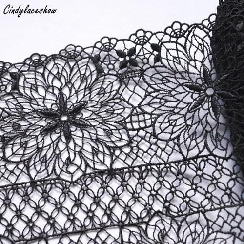 1Meter Black Hollowed embroidery lace Trimmings DIY sewing Lace fabric turban skirt curtain sofa guipure trims craft decorations