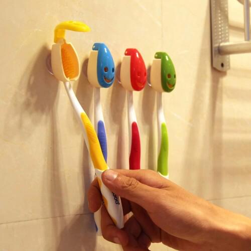 Bathroom Toothbrush Creative Automatic Toothbrush Holder With Suction Toothbrush Rack 3PC smiley toothbrush