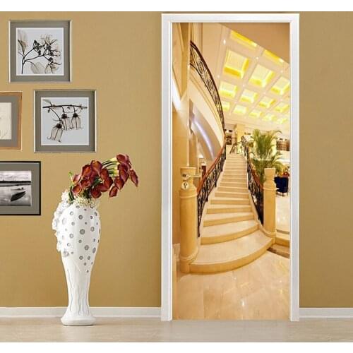 Photo Wallpaper 3D Golden Stairs Murals Hotel Living Room Door Sticker Modern Spatial Expansion PVC Wall Papers Papel De Parede
