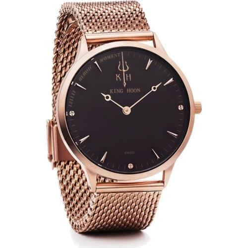 KING HOON Watch Men Top Brand Luxury Ultra Thin Stainless Steel Mesh Band 40mm Fashion Casual Male Clock Saat Quartz Men Watches