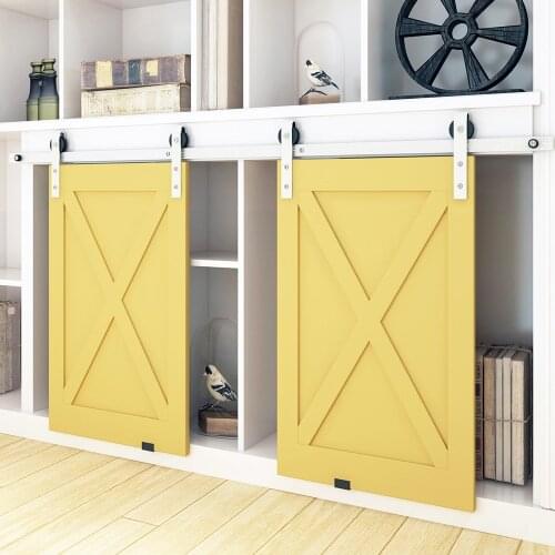 Kinmade Double Cabinet Barn Door Hardware Stainless Steel Brushed Strape Mini Roller Barn Door Track(No Cabinet)