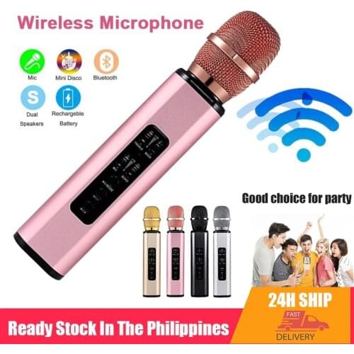 Handheld Condenser Karaoke Microphone For Singing Home KTV Wireless Microphone for Phone Music Player Recording Mic with Speaker