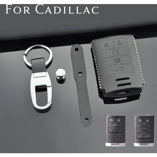 Top Layer Leather Smart Remote Car Key Fob Case Protector Shell Keychain For Cadillac Escalade ESV EXT XTS Accessories