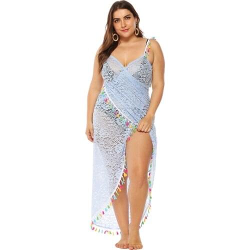Lace Beach Cover Up Swimwear Women Tassel Robe De Plage Bathing Suit with Cover-up Couverts Strapless Beachwear Swim Suit New