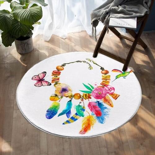 Cartoon Flower Language Dream Catcher Pattern Bedroom Carpet Round Mats Living Room Carpet 60cm 80cm 100cm 120cm 150cm