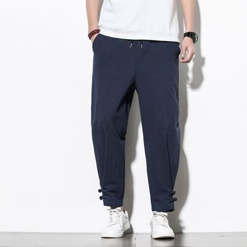 Male Casual Summer Track Pants Trousers Men Cotton Harem Pants Mens Jogger Pants 2021 Hip Hop Streetwear Korean Style