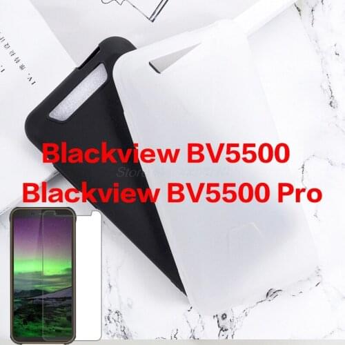 Soft Silicone Case For Blackview BV5500 Pro IP68 Back Cover Case with Tempered Glass Film For Blackview BV5500 Screen Protector