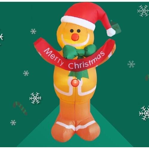 Inflatable Gingerbread Man with LED Lights Yard Outdoor for Christmas Decor