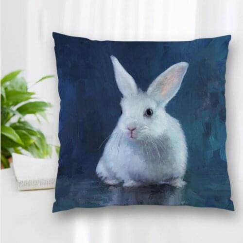 Custom Rabbit Art Painting Pillowcase With Zipper Bedroom Home Office Decorative Pillow Sofa Pillowcase Cushions Pillow Cover