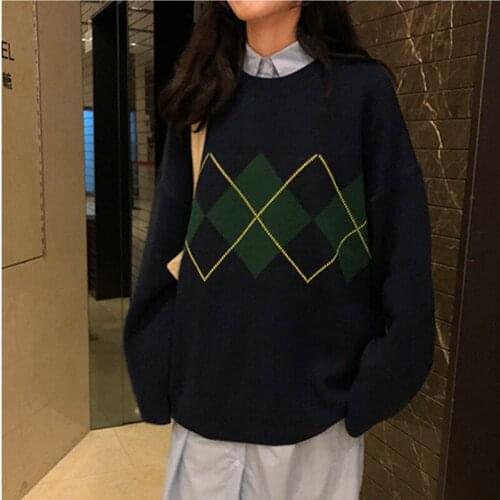 New Women Knitted Sweater Fashion Oversized Pullovers Ladies Winter Loose Sweater Korean College Style Women Jumper Sueter Mujer