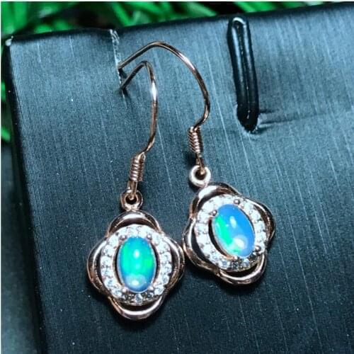 Opal earring Free shipping Nature real opal 925 sterling silverFine jewelry