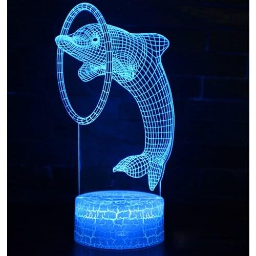 Remote / Touch Control 3D LED Night Light LED Table Desk Lamp Dolphin LED Night Light Color Change 3D LED Light for Kids Gift 30
