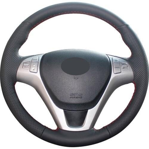 Hand-stitched Black Artificial Leather Car Steering Wheel Cover for Hyundai Genesis Coupe 2010 2011 2012 2013 2014 2015 2016