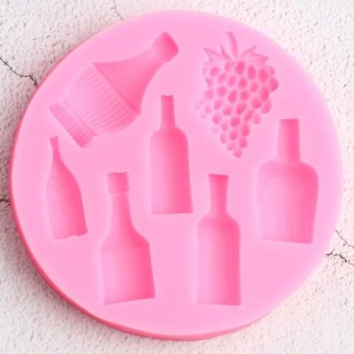 Wine Bottle Silicone Mold Grape Candy Clay Chocolate Fondant Molds Cupcake Baking DIY Party Wedding Cake Decorating Tools