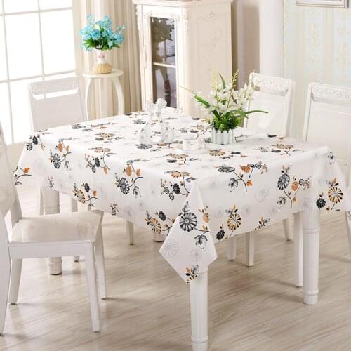 6Colour Tablecloth Rectangle Cotton LinenTable Cloth Geometry Olive Leaf Tablecover Ruffle Gold Oilproof Plastic Table Cover 1pc