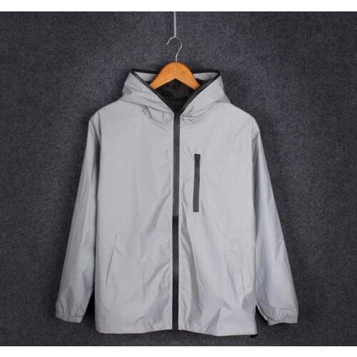 Unisex Luminous jacket Spring autumn Mens reflective thin Hooded jacket women Sun protection windbreaker lovers baseball jackets