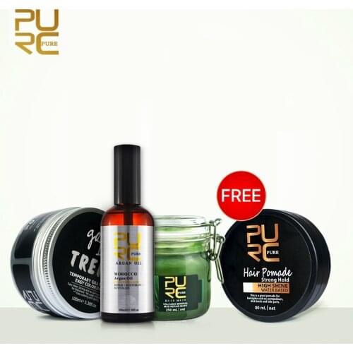 4Pcs PURC Hair Color Wax Dye One-time Molding Hair Colors and Argan Oil and Strong Hold Hair Pomade for hair style