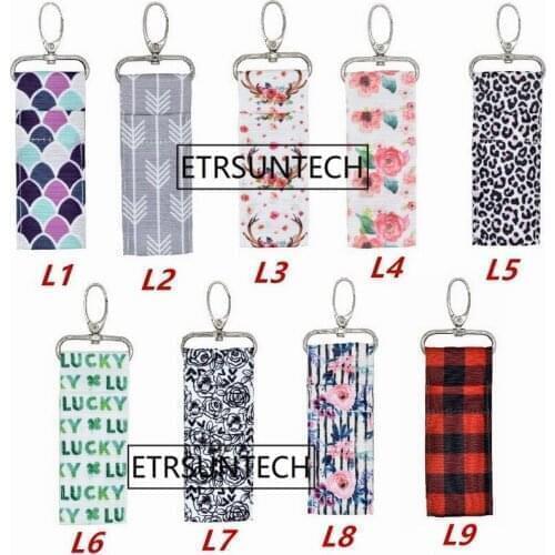 100PCS Women Mermaid leopard letters Lipstick Holder Keychain Lip Balm Chapstick Pouch Key Ring Bags 9 Fun Vibrant Colors