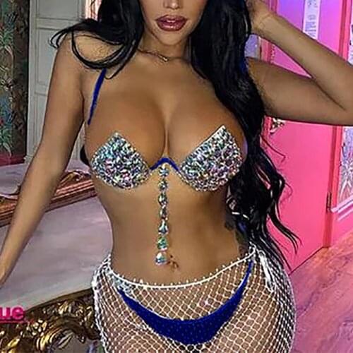 Women Swimsuit Strappy Swimming Pool Beach Gift Bikini Set Fashion Holiday Sexy Padded Bra Outdoor Summer With Bright Diamond