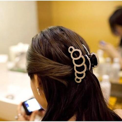 2pcs Large Hair Clamps Clips Fashion Hair Jewelry for Women Rhinestone Hair Claw Pins Black Brown Headwear Mother Accessories