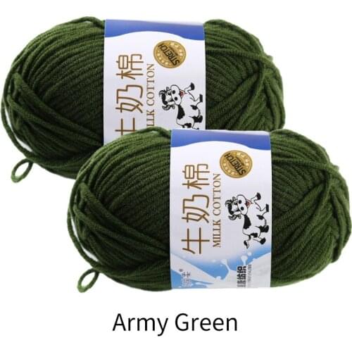 2Pcs/Set 100g Army Green Cotton Baby Wool Hook Package Scarf Yarn Knitting Crochet Sewing Material Soft Handmade Home Crafts