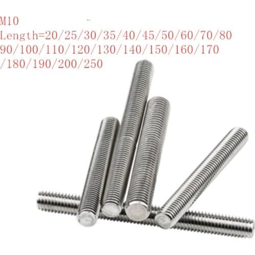 2pcs/lot Stainless steel full thread rod threaded bar M10