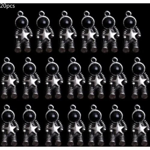 20pcs Universe Astronaut Antique Silvery Space Man Charms Pendants DIY Handmade Tibetan Silver Findings Jewelry Making