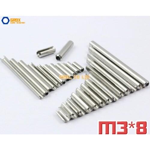 200 Pieces M3 x 8mm 304 Stainless Steel Slotted Spring Tension Pin Sellock Roll Pin