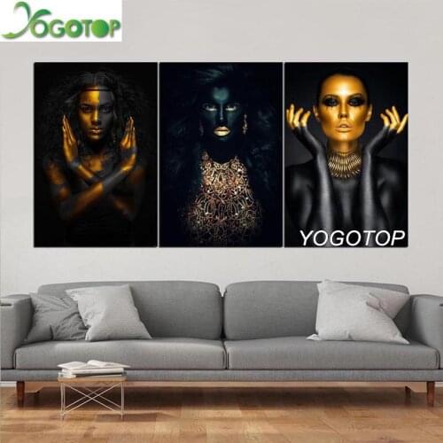 YOGOTOP 3PCS 5D Diamond Painting African woman Kit Full round diamond Embroidery Pattern wall Decor Mosaic Arts and crafts ML786