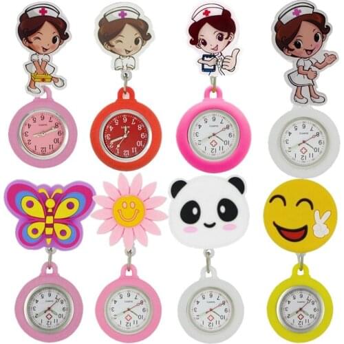 5pcs/lot Cute Creative Nurse Doctor Medical Hospital cartoon smile animal lovely Stretchable Silicone Pocket Hang Clips Watches