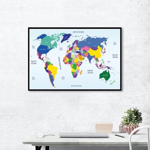80*60cm The World Map Decorative Poster Spray Canvas Painting Wall Art Decor School Supplies Living Room Home Decoration