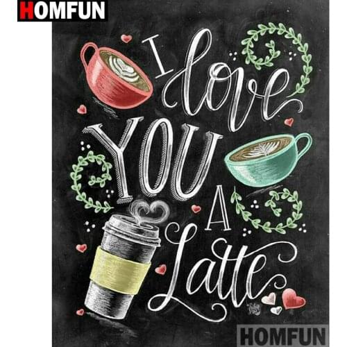 HOMFUN Full Square/Round Drill 5D DIY Diamond Painting "Letter coffee" 3D Embroidery Cross Stitch 5D Home Decor A13538