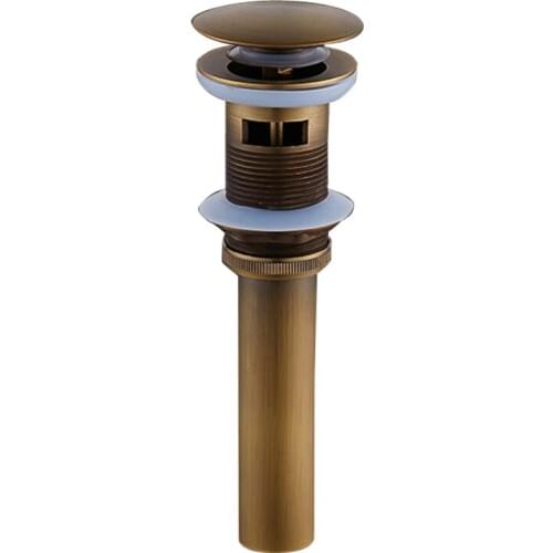 Antique Brass Basin Sink Pop Up Drain Bathroom Vessel Sink Waste Drain with Overflow Faucet Water Drain KD821