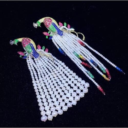 Natural fresh water pearl brooch pins 925 sterling silver with cubic zircon phoenix brooch pin fine jewelry ethnic