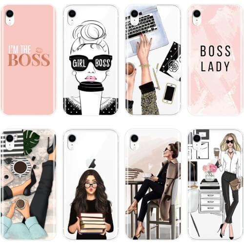 Phone Case For iPhone X XR XS MAX 8 7 6S 6 S Soft Silicone Girl Boss Pink Women Cartoon Back Cover For iPhone 8 7 6S 6 S Plus