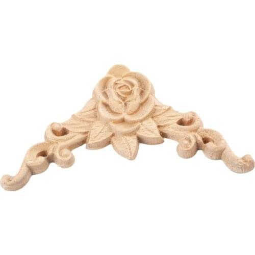 Floral Woodcarving Decal Corner Applique Frame for Home Furniture Wall Door Cabinet Decor Decorative Crafts Desk Decoration 1PC