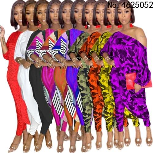 Dashiki Traditional 2021 African Clothing Two Piece Set Women Africaine Print Bodycon Dress And Pants Sets African Clothes