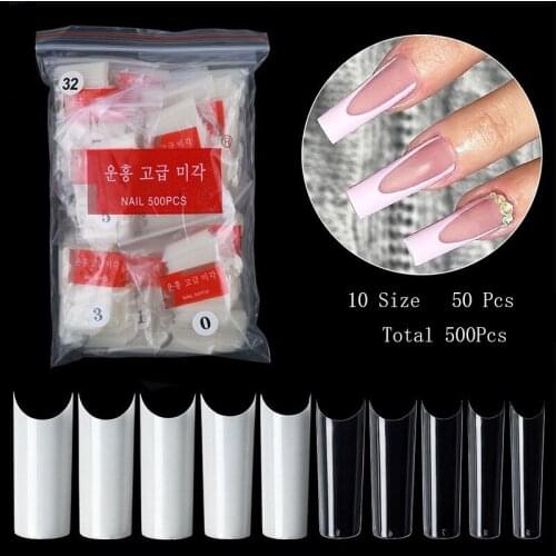 XL Long False Nail Tips C Curve Artificial Square Full Cover Nails Tips Clear Manicure Extra Long False Nail Art Salon