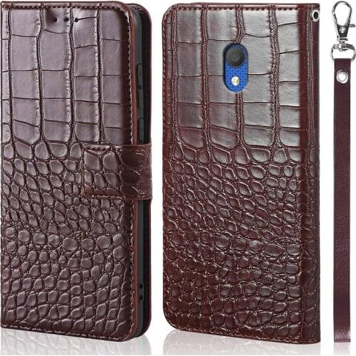 DOREXLON Crocodile texture Leather Case For Alcatel 1C 2019 5003D Cover 5.0 inch Magnetic clasp flip Cover Coque