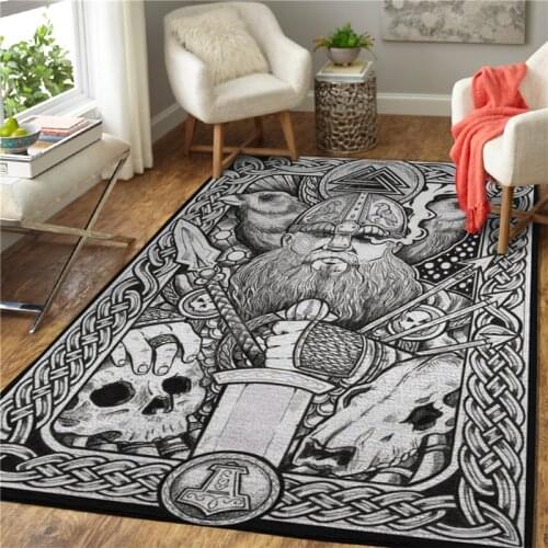 Viking Tattoo 3D Printed Carpet Mat for Living Room Doormat Flannel Print Bedroom Non-slip Floor Rug 01