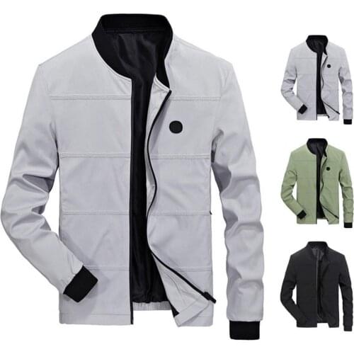 Casual Men Autumn Winter Long Sleeve Zipper Coat Pilot Bomber Varsity Jacket