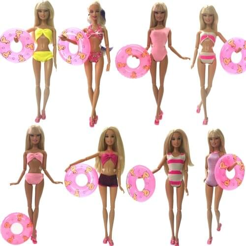 NK Doll Summer Clothes 5 Randomly Beach Swimsuit +5 Slippers +5 Swimming laps For Barbie Doll Outfits Hot Sell Swimwears DZ